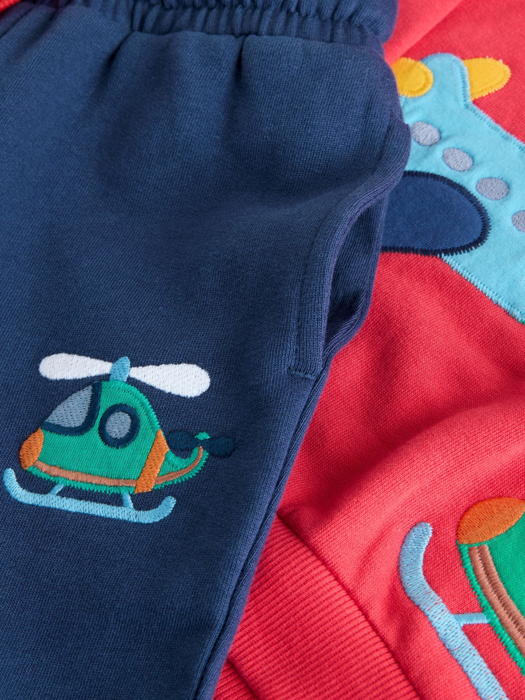Rood/Blauw appliqué transport - Set met hoodie en joggingbroek (3 mnd - 7 jr)