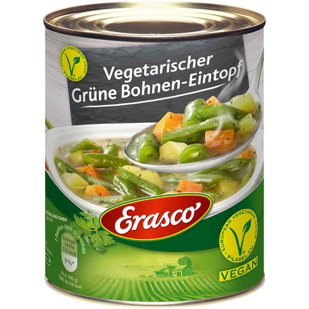 Erasco Eintopf Vegetarischer Grüne Bohnen-Eintopf 800g MHD:30.12.27