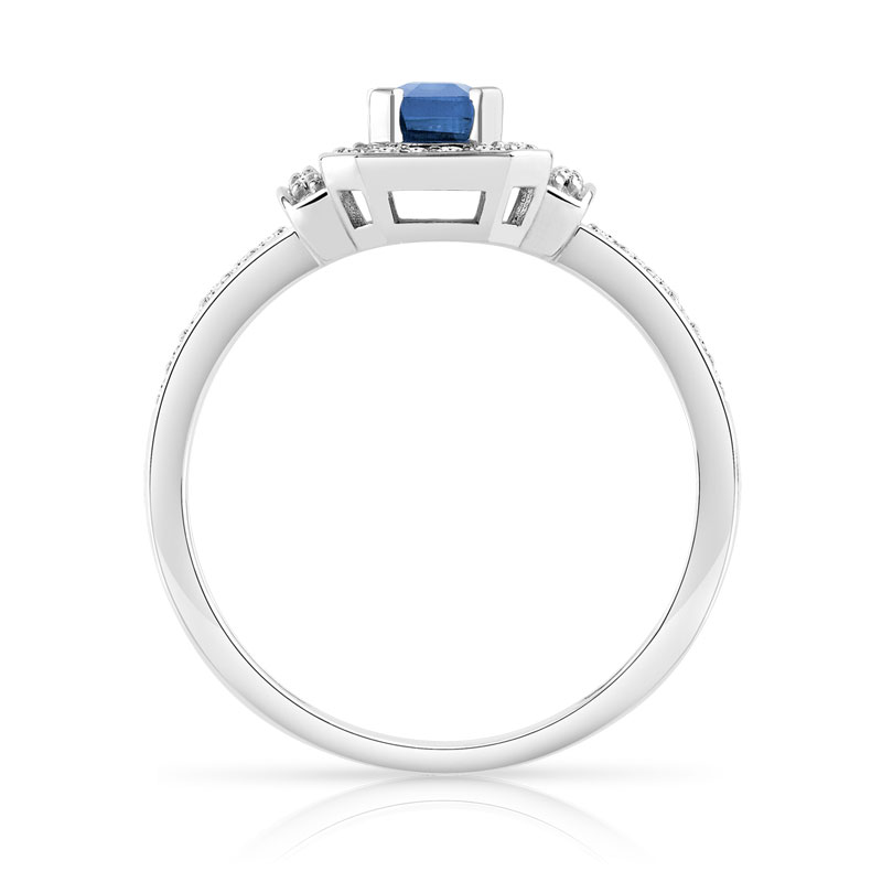 Bague or 750 rectangulaire saphir et diamants