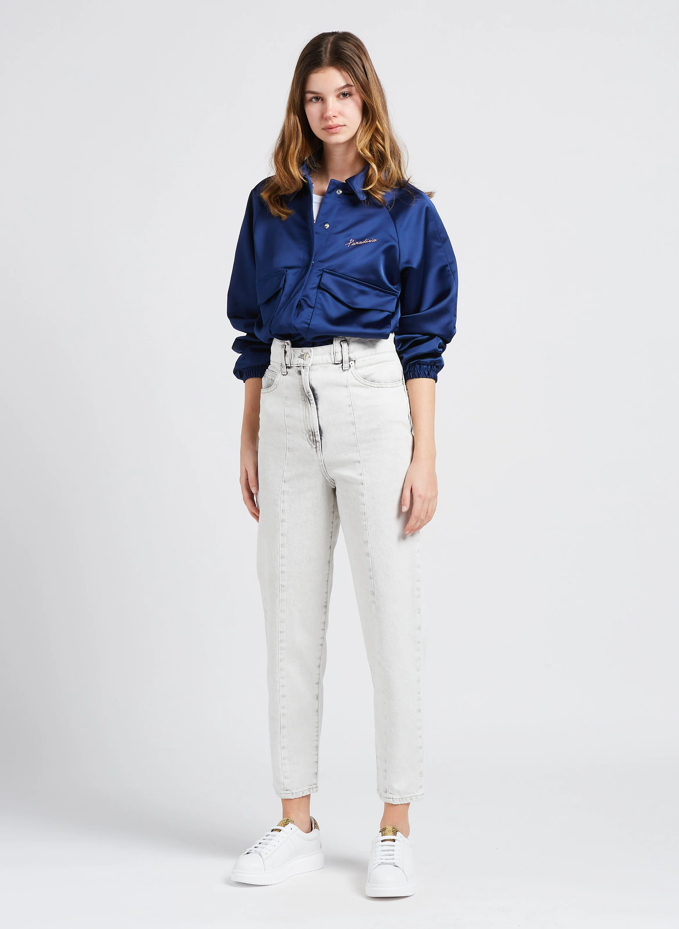 KEOLI - Jean mom taille haute en coton| Gris