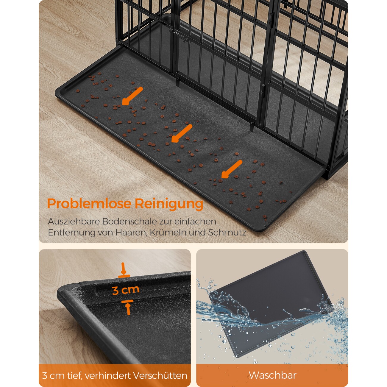 FEANDREA Hundekäfig Hundebox für mittelgroße und große Hunde 1,07 m, 70 cm, 75 cm