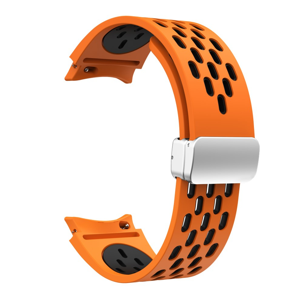 Samsung Galaxy Watch Active 2 (40mm) Ersatz Sport Dual Color Silikon Armband mit Magnetverschluss (Gelenkumfang: 180 - 240mm) - Orange / Schwarz