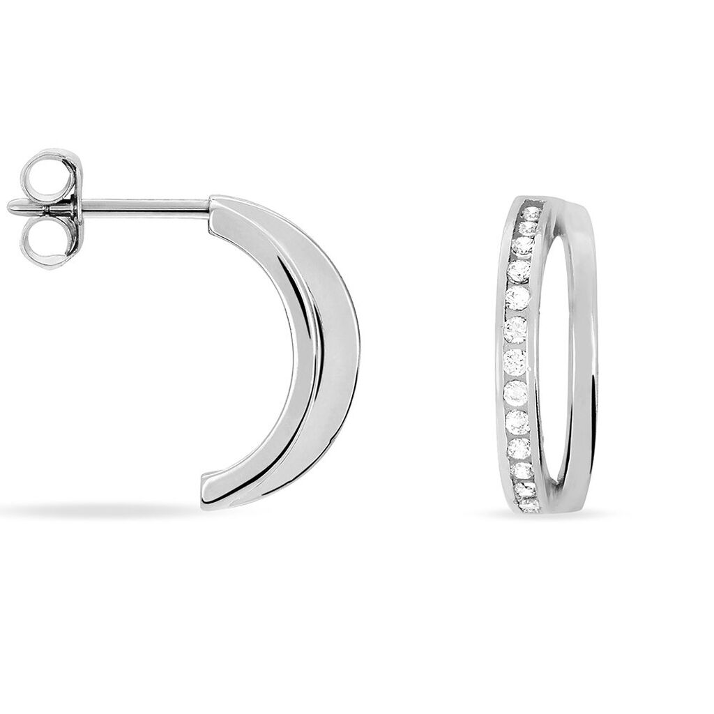 Créoles Otho Rondes Argent Blanc Oxyde De Zirconium
