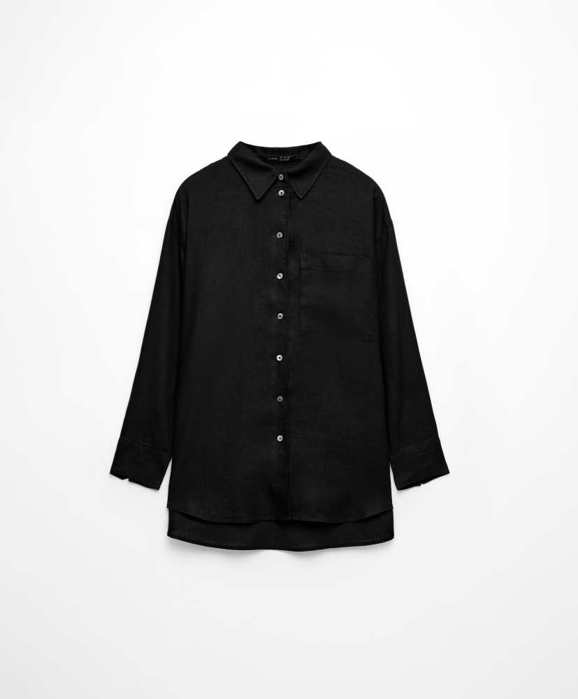 Camisa de manga comprida, 100% linho