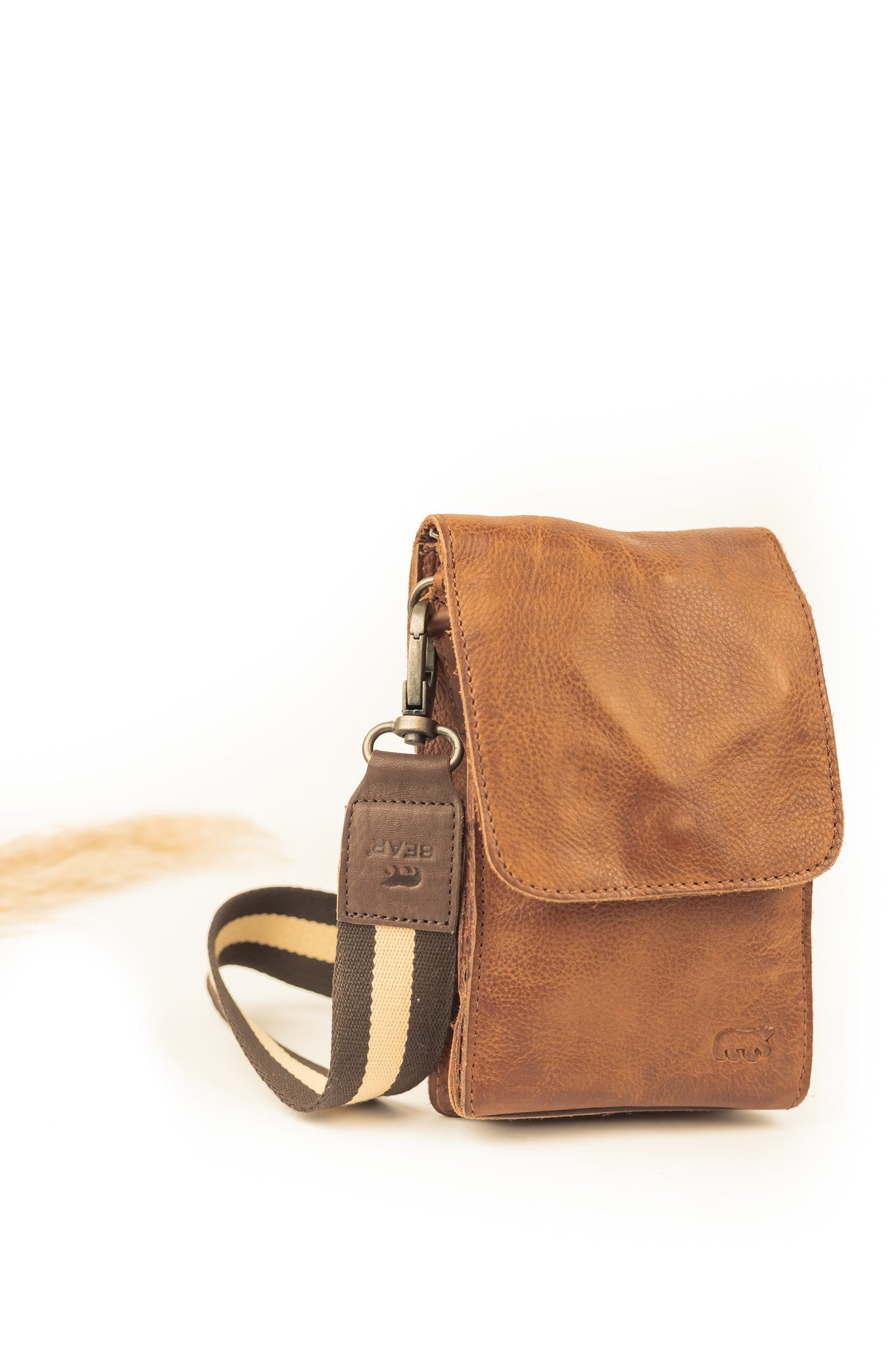 Bag strap 'Puck' bruin/wit Bruin/wit