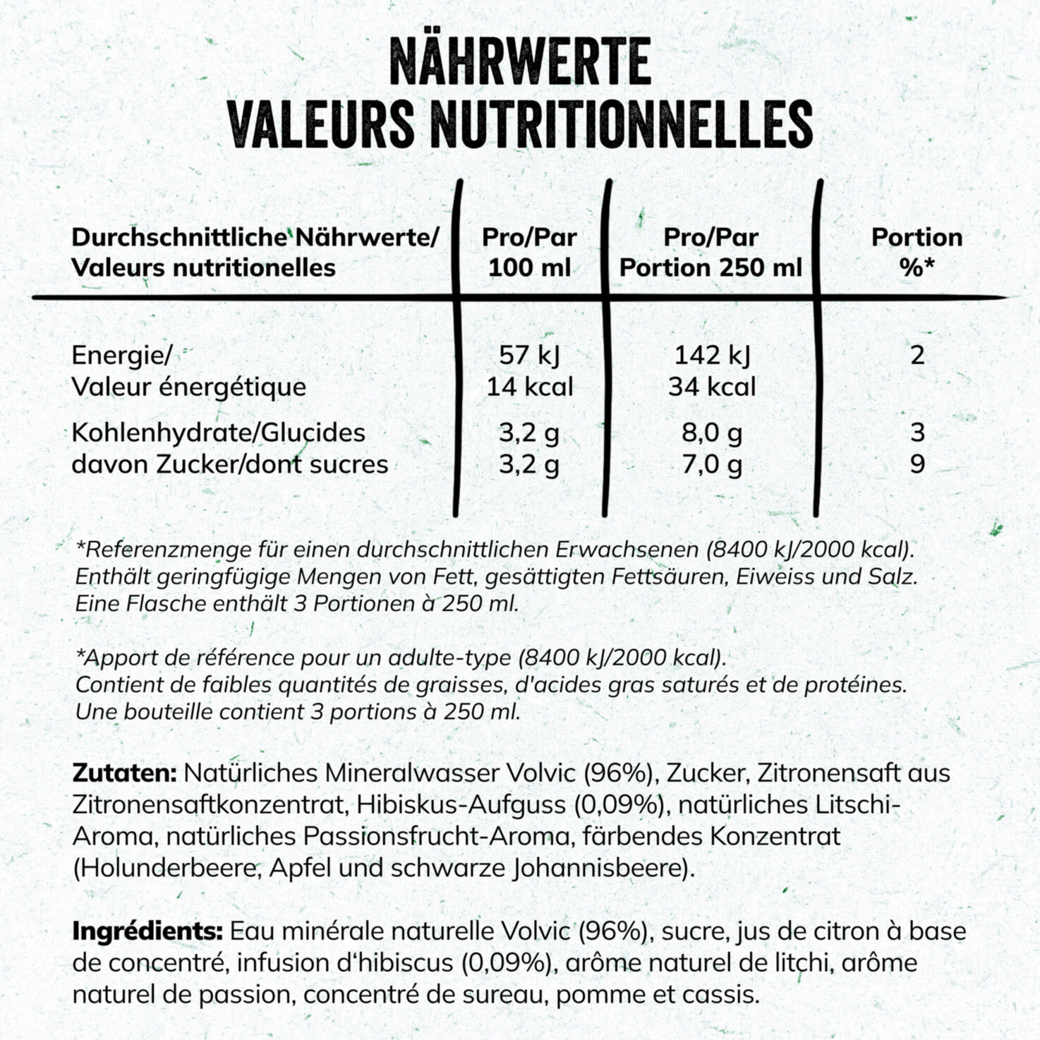 Volvic Hibiskus mit Maracuja- und Litschi Geschmack 6x75cl -450cl