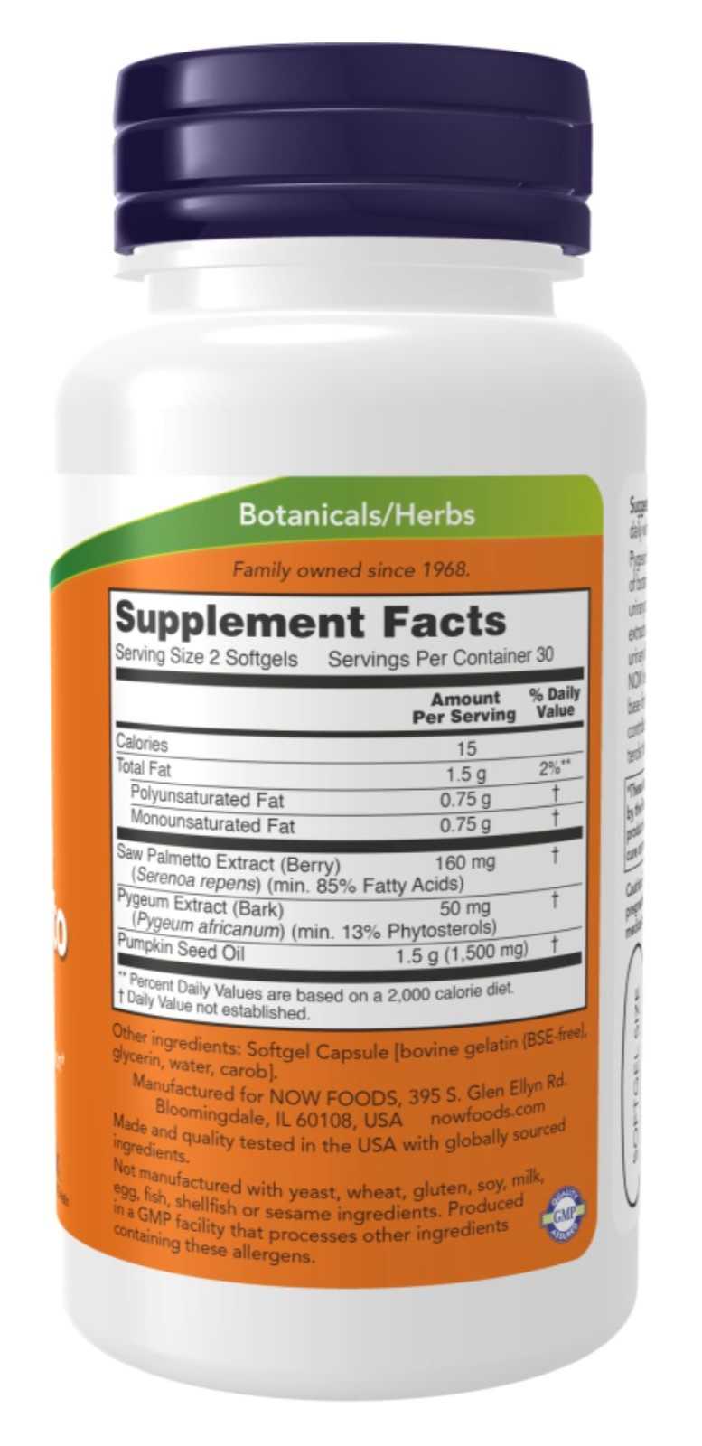 NOW Foods Pygeum & Saw Palmetto 60 cápsulas blandas