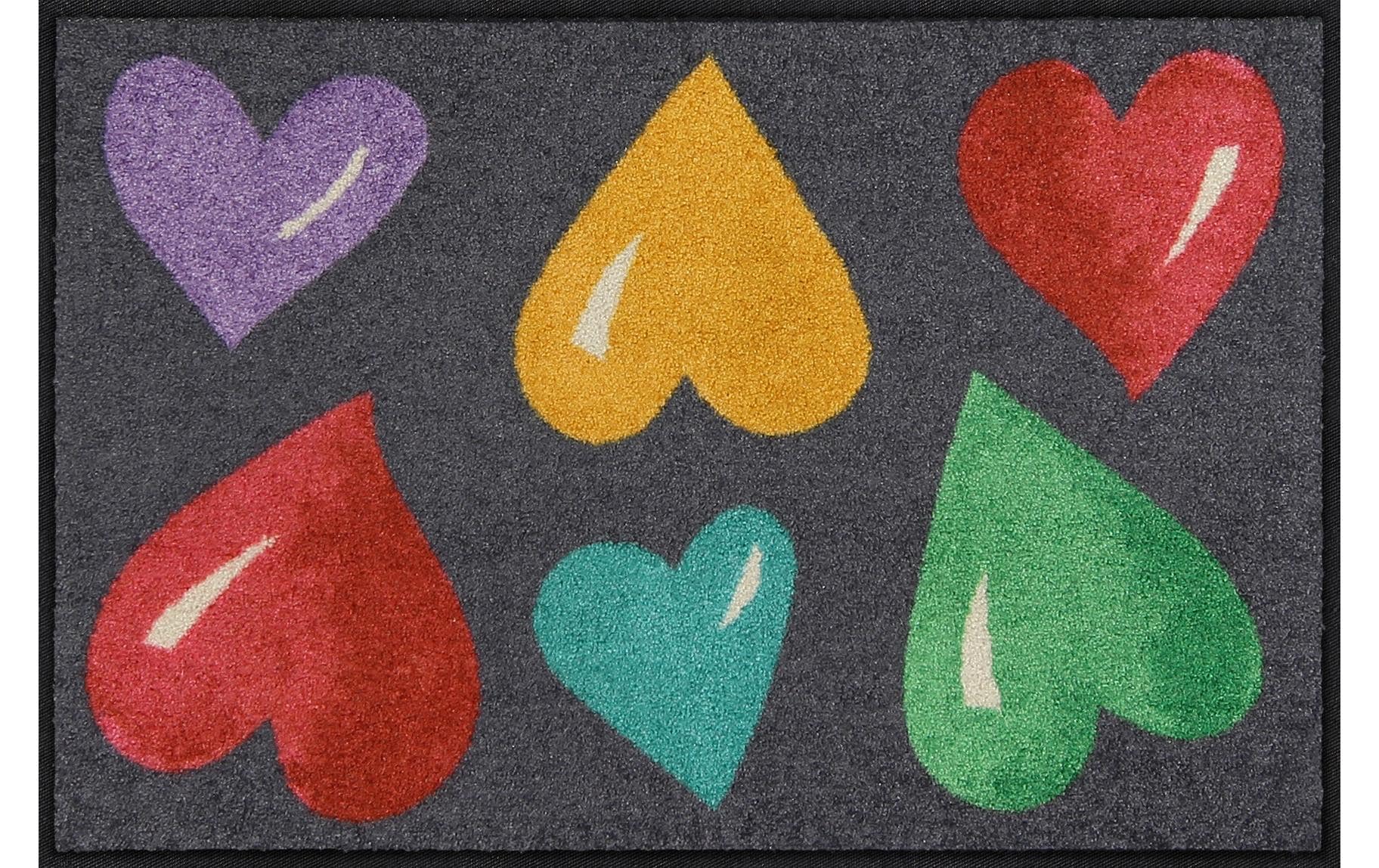 Fussmatte Big Hearts Colorful 50 cm x 75 cmRutschfeste Schmutzfangmatte