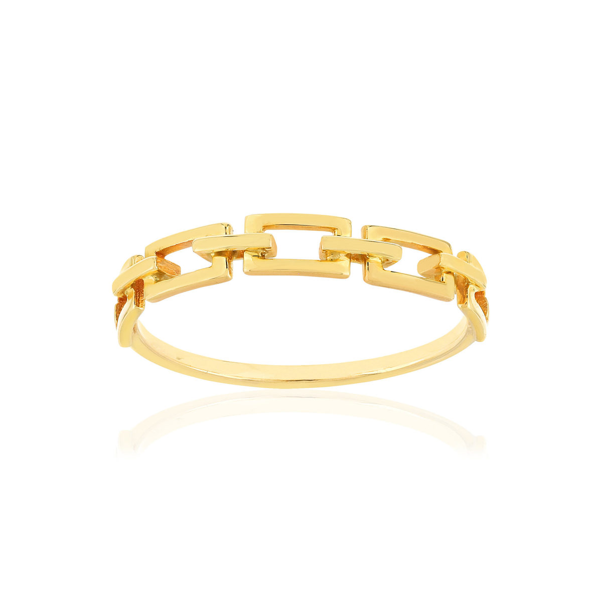 Bague or jaune 375, motif maillon rectangulaire.