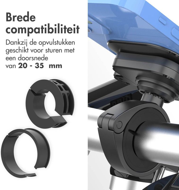 Accezz EasyLock telefoonhouder fiets - inclusief hoesje voor de iPhone 14 Pro - Aluminium - 360 graden draaibaar - Zwart