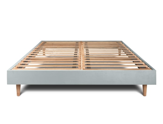 SOMMEIL DE PLOMB - Sommier 140 x 200 Sommier kit velours gris bleuté 140x200 h29cm
