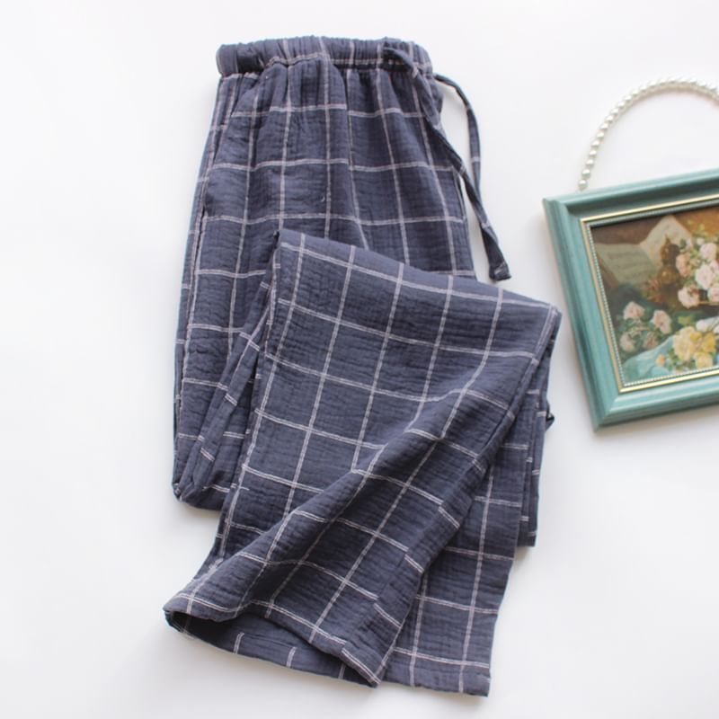 Dogini - Geruite pyjamabroek met trekkoordtaille