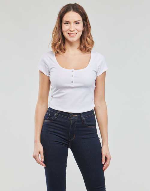 Guess - ES SS KARLEE JEWEL BTN HENLEY - Blanc
