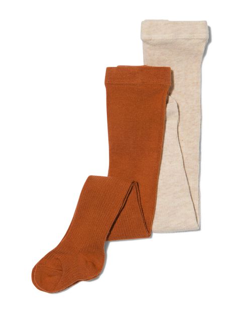 2 paires de collants épais bébé côtelés beige