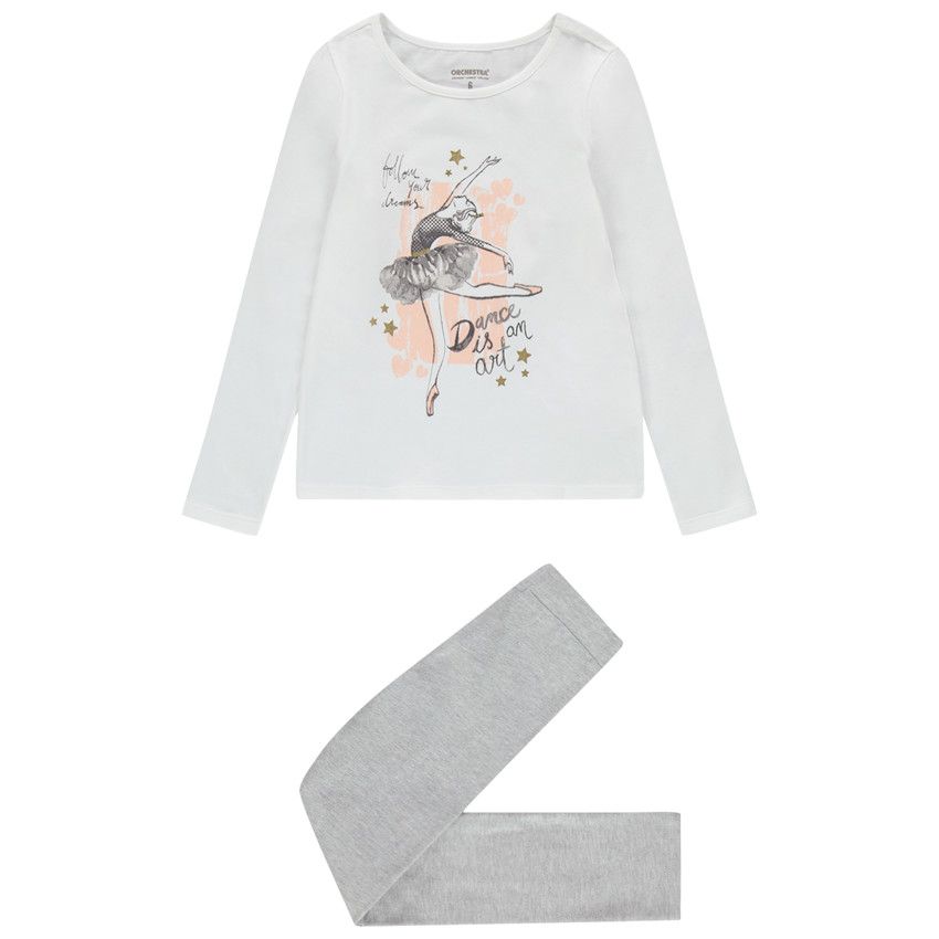 Pyjama en jersey print danseuse - Blanc