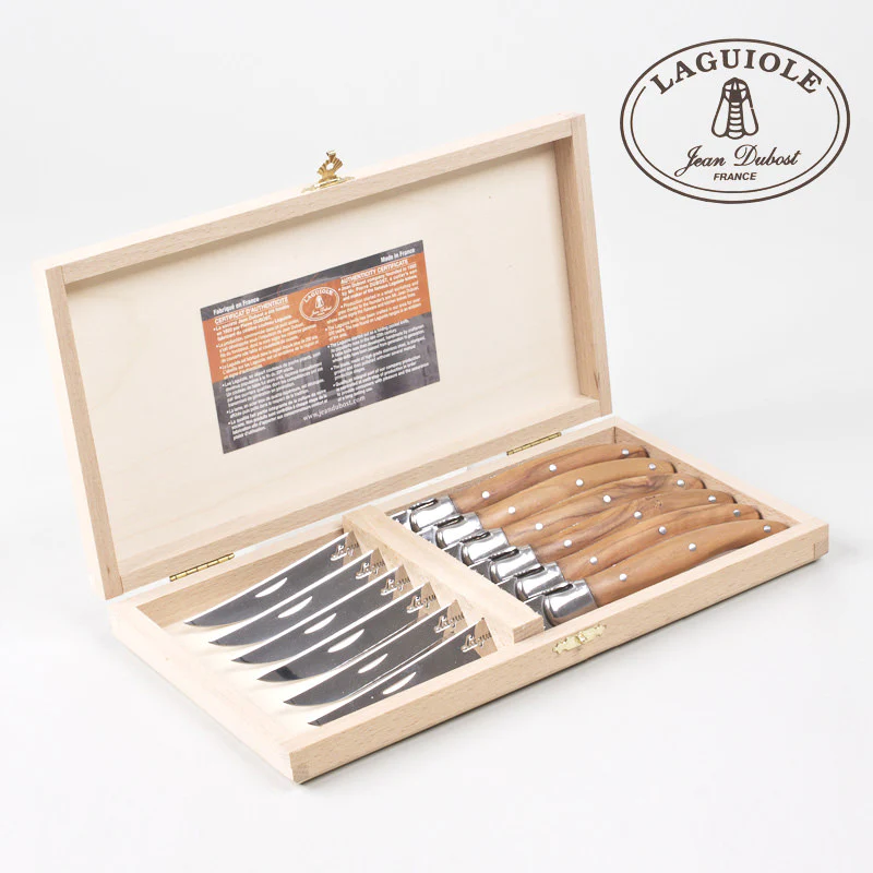 Coffret 6 couteaux laguiole bois olivier Jean Dubost