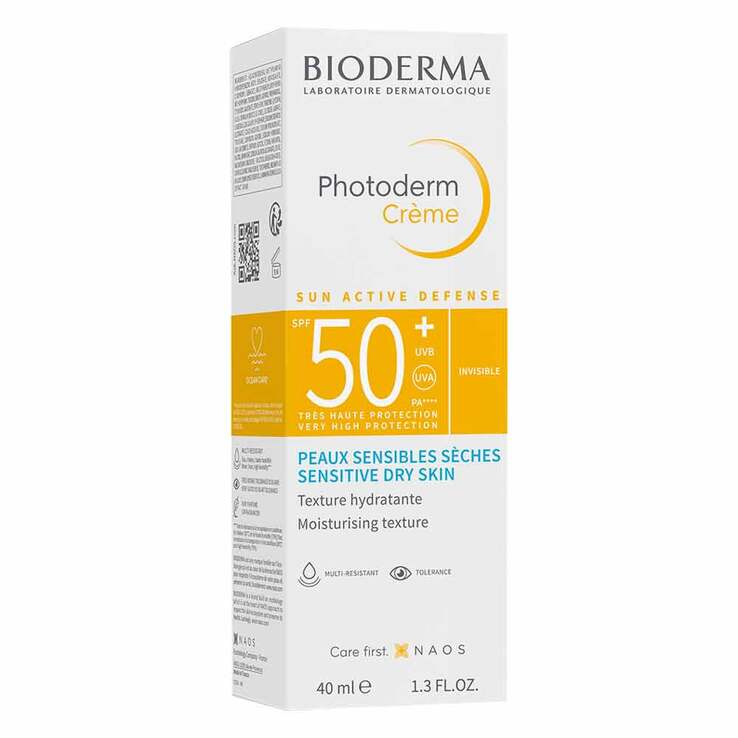 Bioderma Photoderm Creme SPF 50 + ungetönt für trockene, sonnenempfindliche Haut, 40 ml