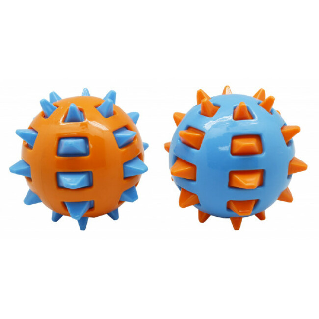 Jouet pour chien balle bicolore avec picots TPR Sharp