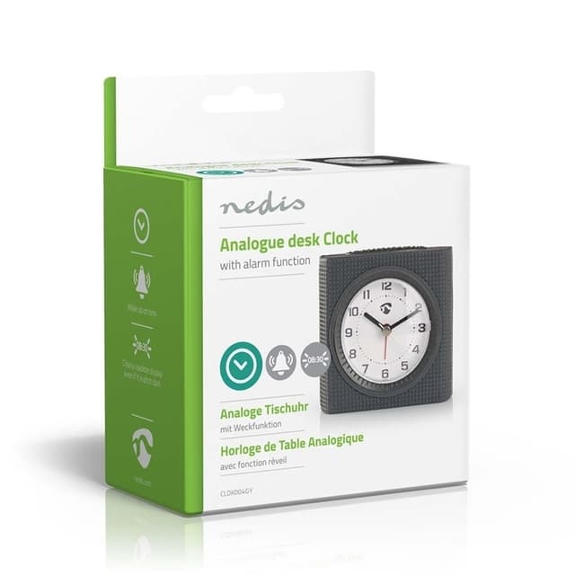 Nedis Analogt Bord Vækkeur | Snooze funktion | Baggrundslys | Grå / Hvid