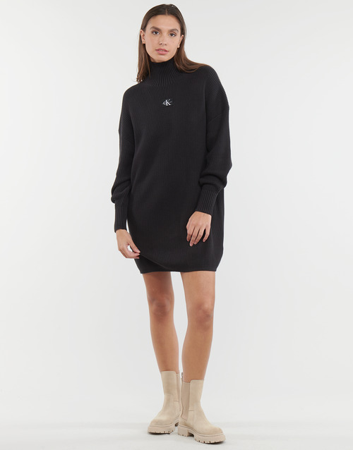 Calvin Klein Jeans - WOVEN LABEL LOOSE SWEATER DRESS - Noir
