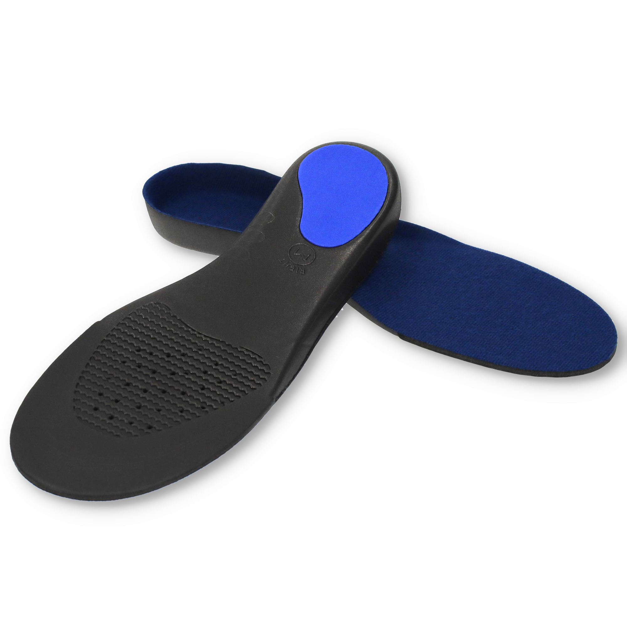 (1 Paar) Gr. 42-44 Schuhsohlen Einlegesohlen Fuss Stütze mit Wölbung - Blau / Schwarz