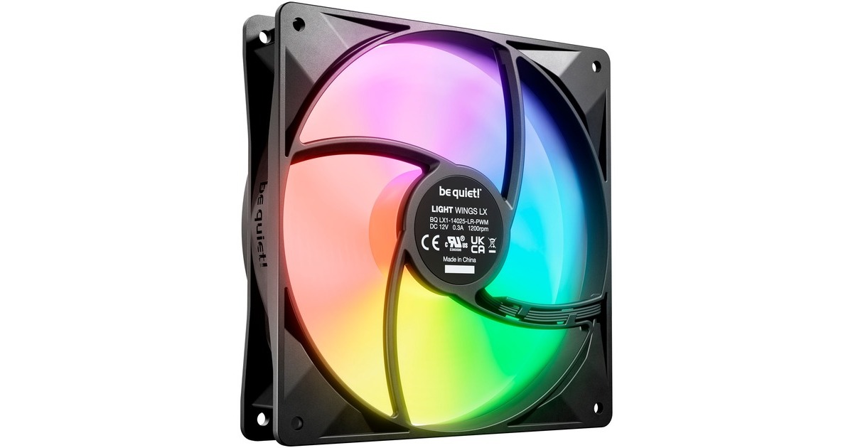be quiet!Light Wings LX PWM RGB case fans  (Zwart, 3 stuks, 140 x 140 x 25 mm)