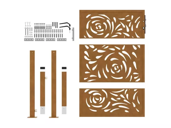 Porte de jardin acier résistant aux intempéries design flamme
