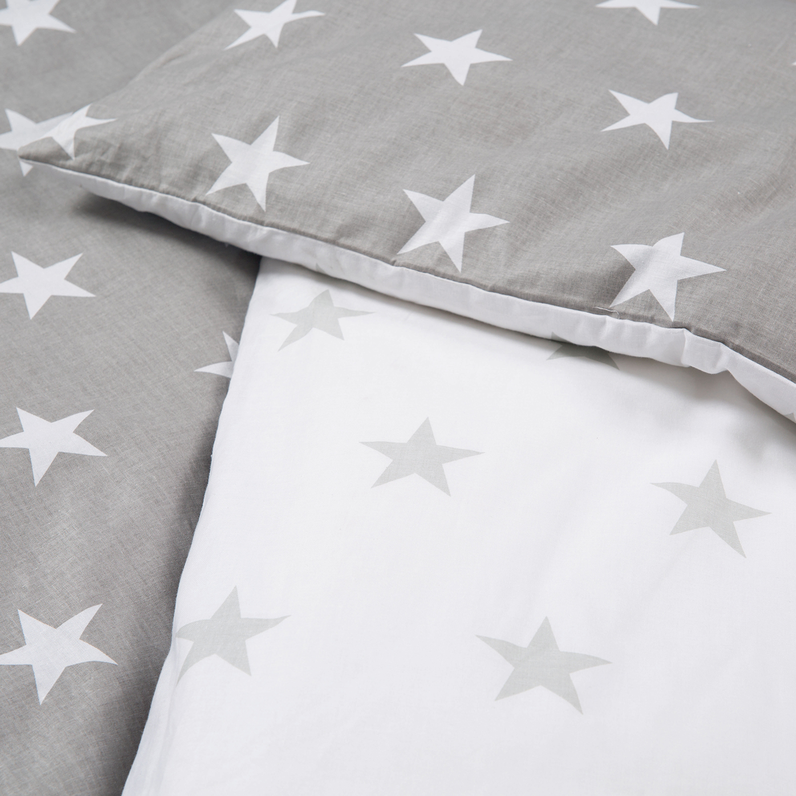 Babybettwäsche LITTLE STARS - grau-weiß - 100x135 cm