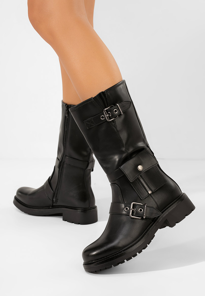 Bottes plates femme noires Kalira
