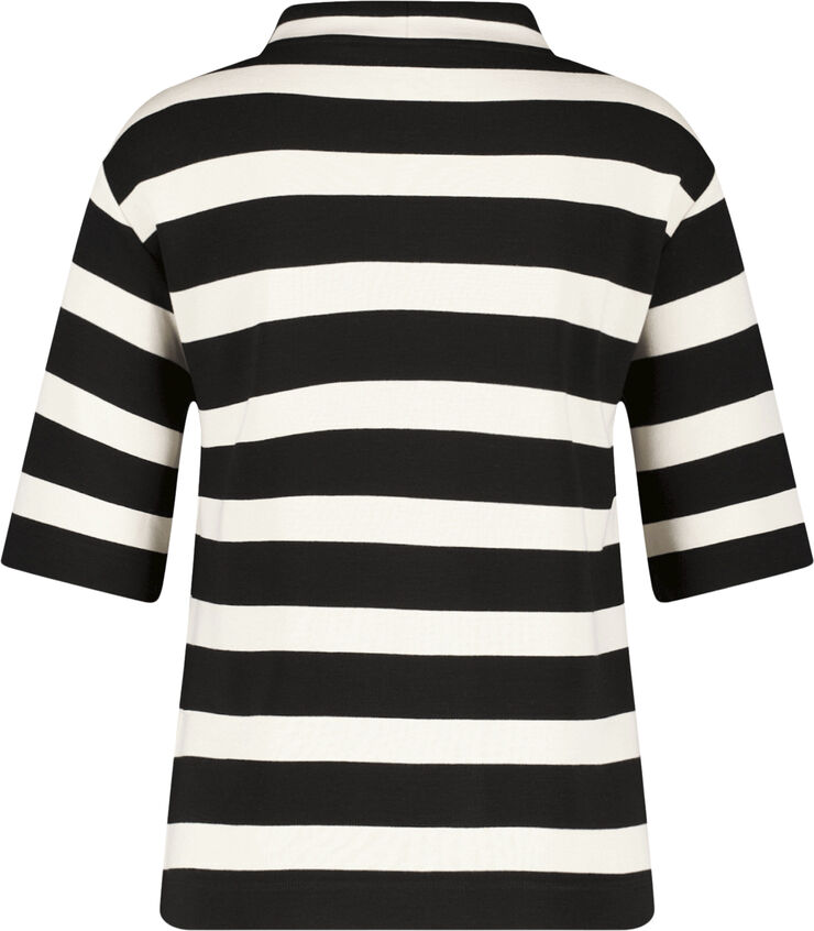 Gerry Weber T-SHIRT 3/4 SLEEVE Black/cream yarnstrpe