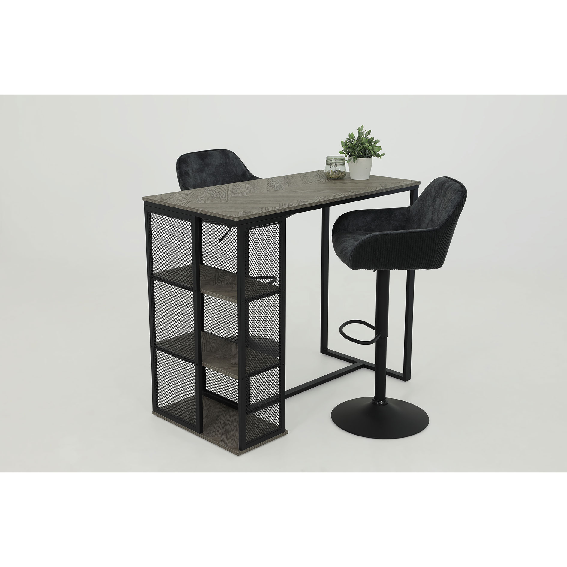 Barhocker - anthrazit - Vintage Velvet - höhenverstellbar