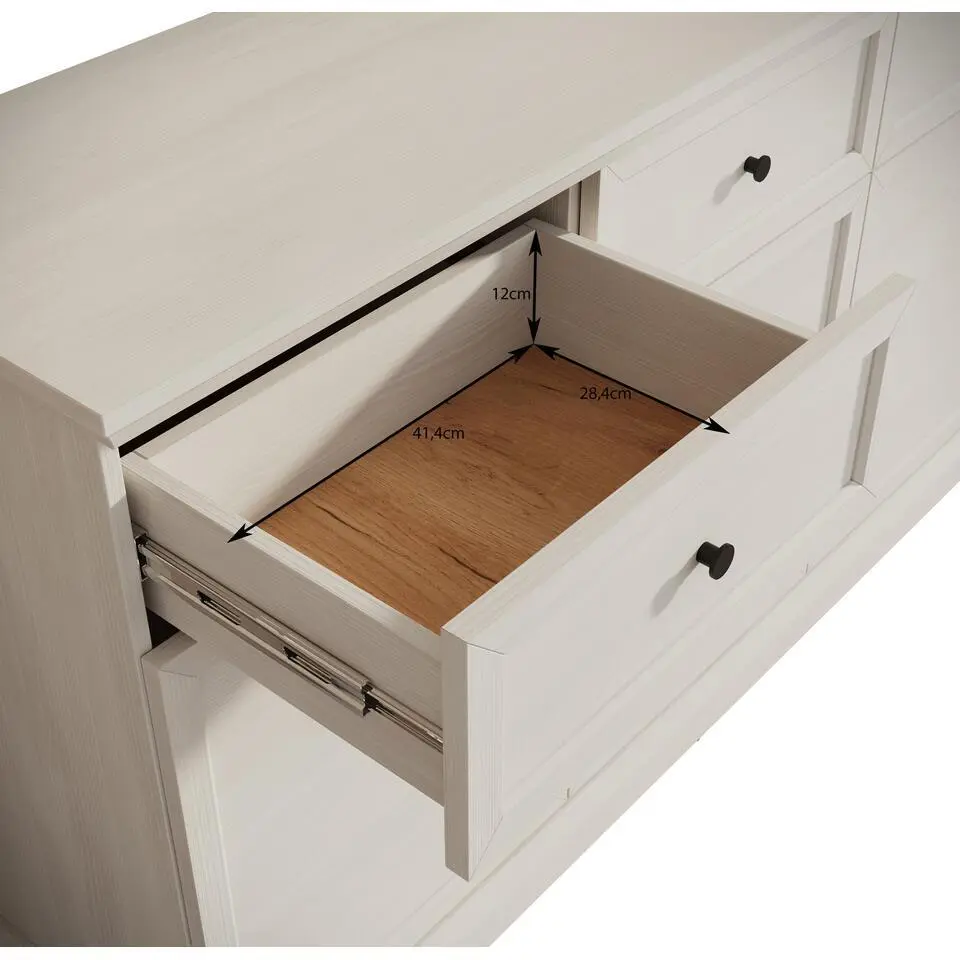 Meubella - Dressoir Leroy - Wit eiken - 146 cm