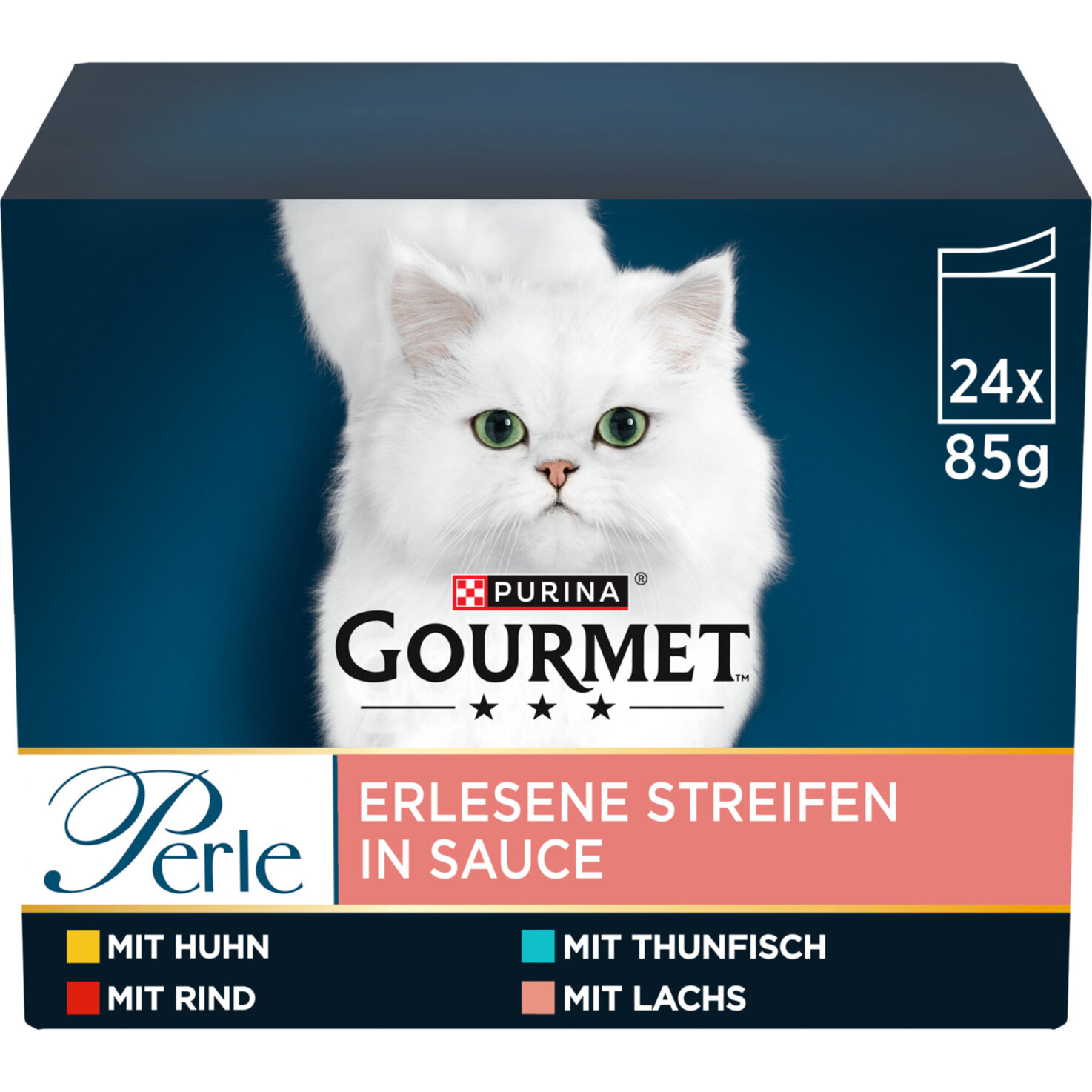 Gourmet Perle Katzenfutter Streifen in Sauce 24x85g
