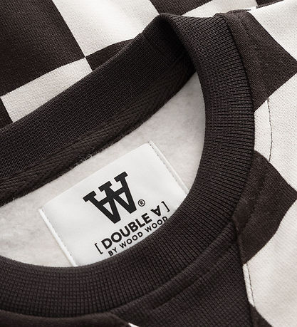 Wood Wood Sweatshirt - Rod Kids Kariert - Off-White/Black Coff