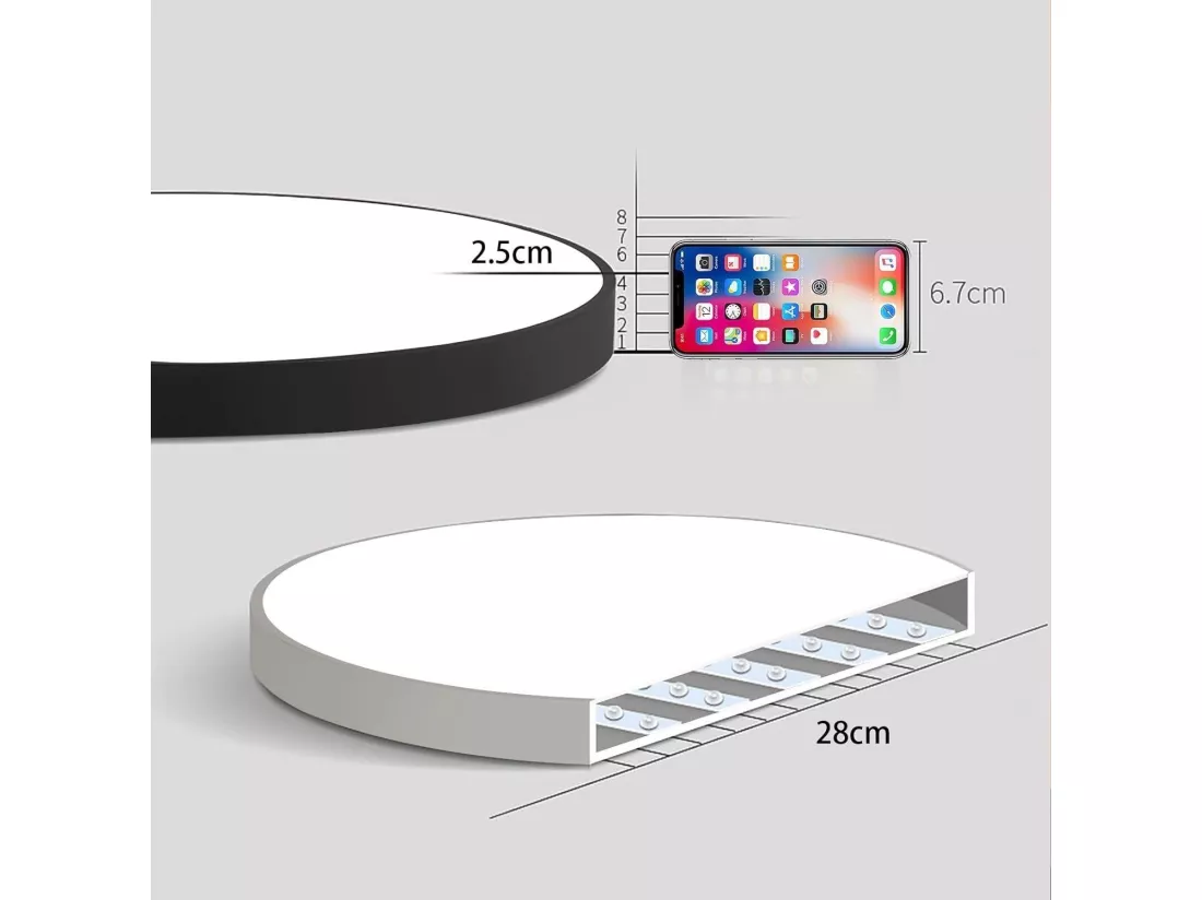 NETTLIFE Plafonnier LED 3000K 28cm Rond 17W IP44 Plat pour Chambre Salle de Bain Couloir