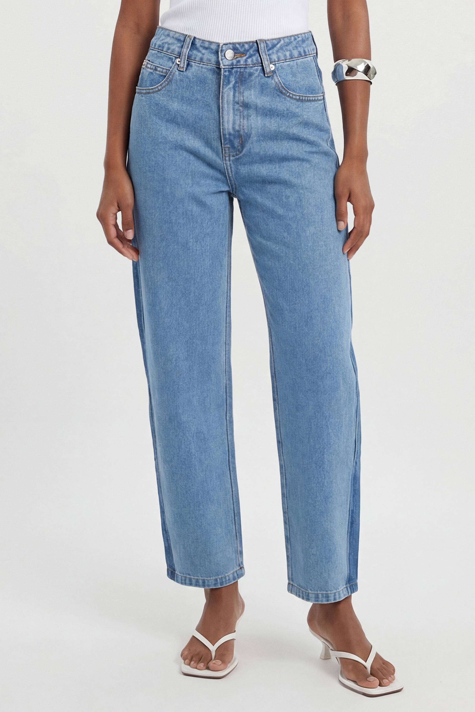 KarenMillen Jean À Jambes Tonneau Avec Empiècements En Denim