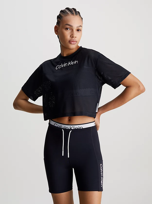 Camiseta cropped de malha para academia