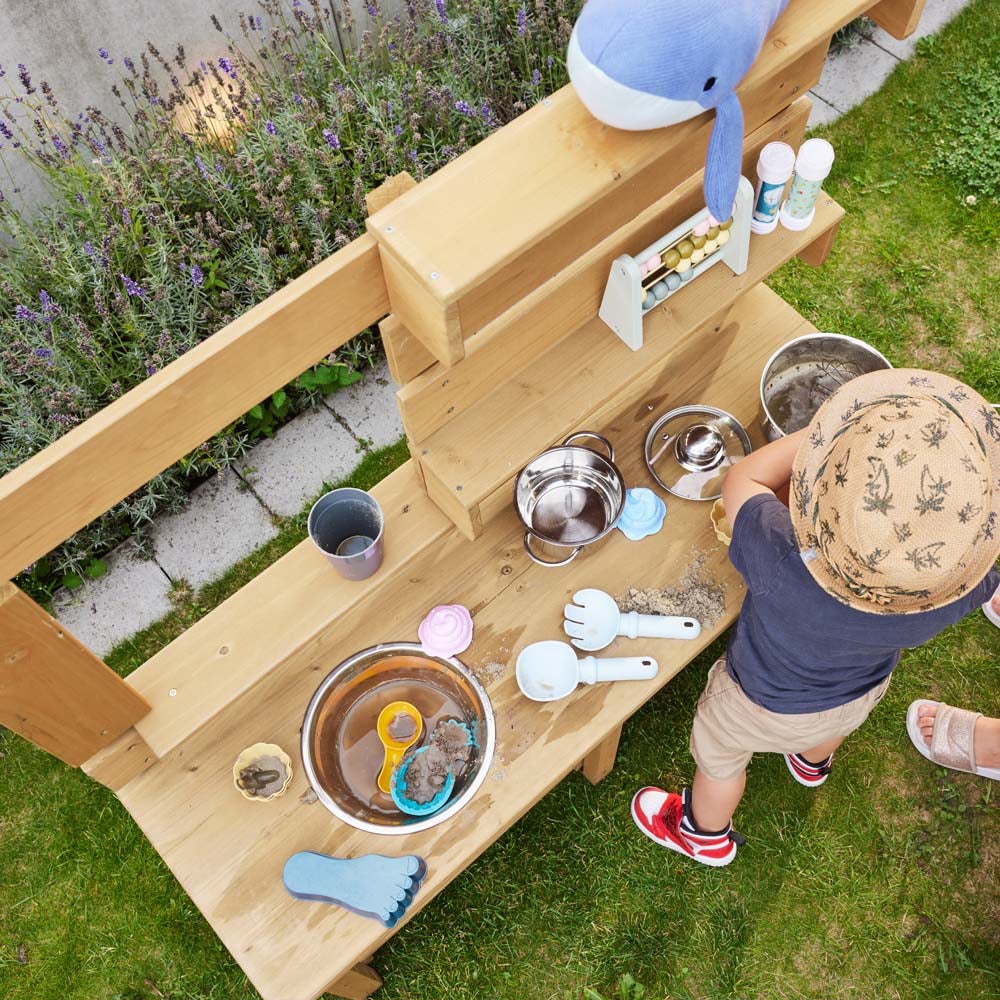 Home Deluxe - MANDU Modderkeuken - Afmetingen: 103 x 35 x 110 cm - Gemaakt van dennenhout, inclusief alle accessoires | Buitenspeelkeuken, speelgoed, kinderkeuken, buitenkeuken