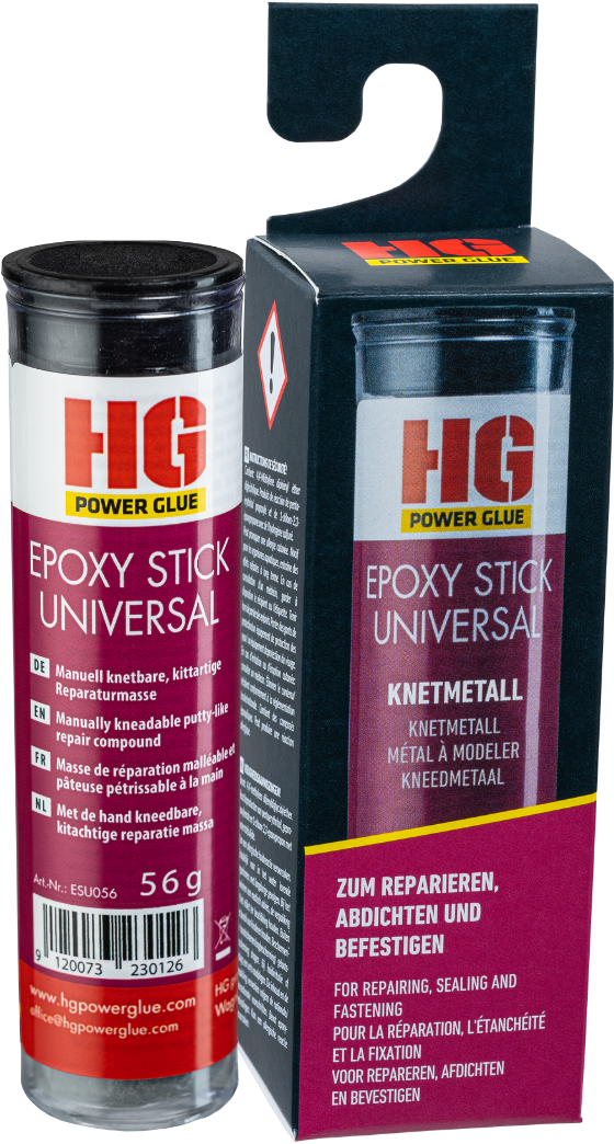HG Power Glue  Epoxy Stick Universal, 56 g    Knetmetall, formbare Reparaturmasse für starke Verbindungen