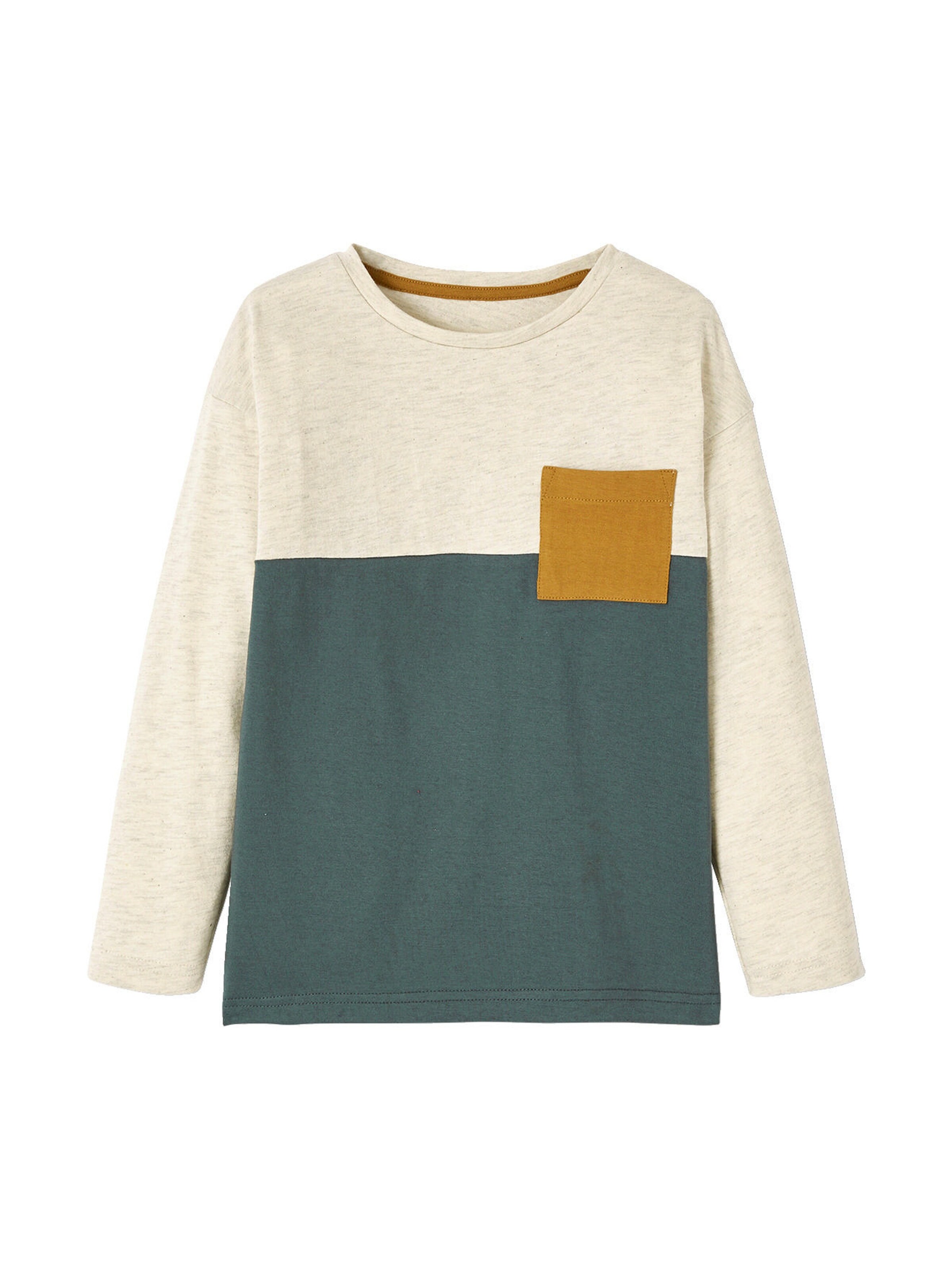 Vertbaudet Jungen Shirt Colorblock hellbeige/salbei