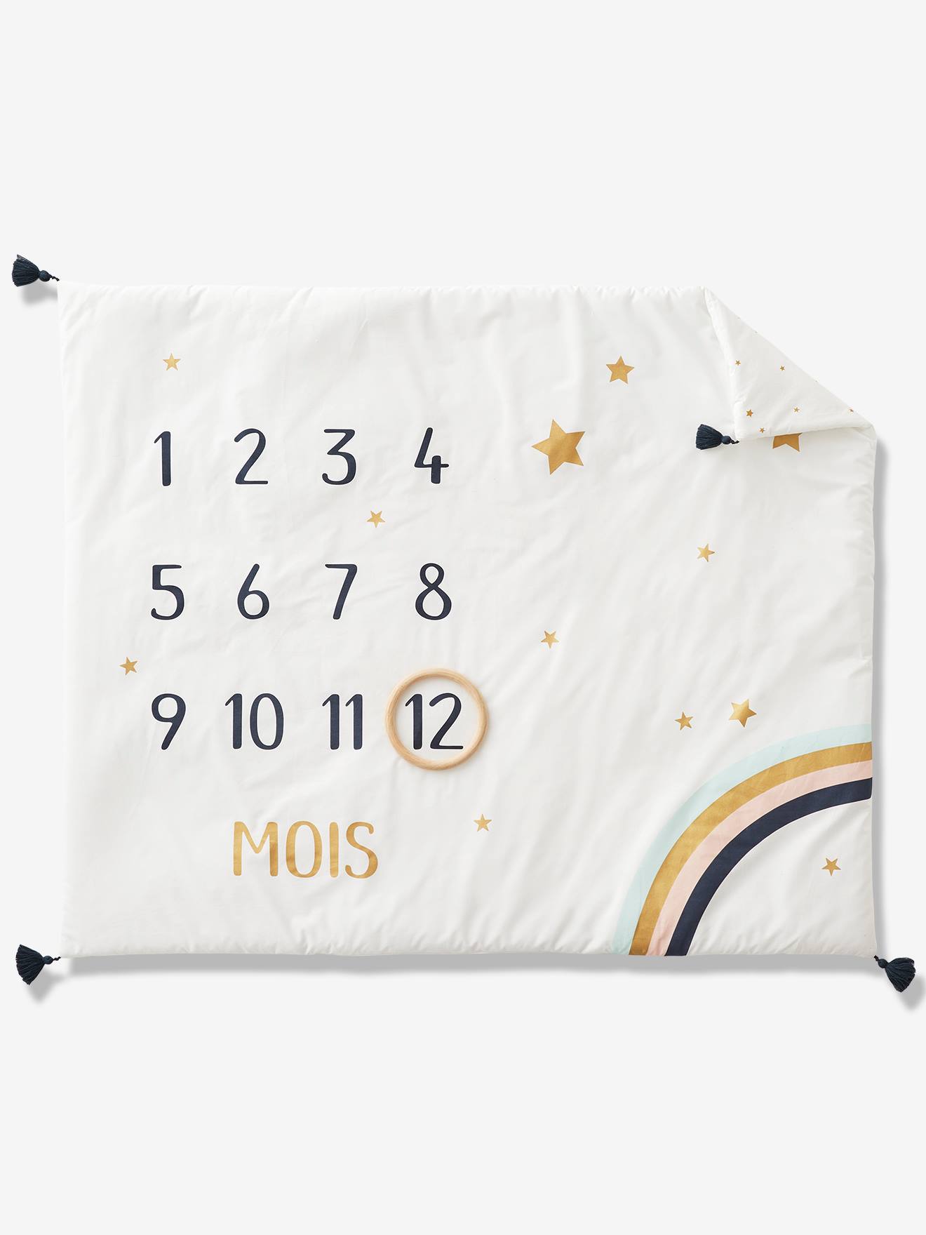 Tapete de atividades para cabine fotográfica de bebê, branco claro e liso, com estampas.