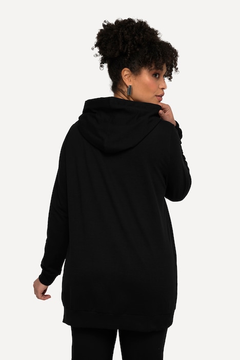 Sweatshirt, großer Print, Saumschlitz, Stehkragen