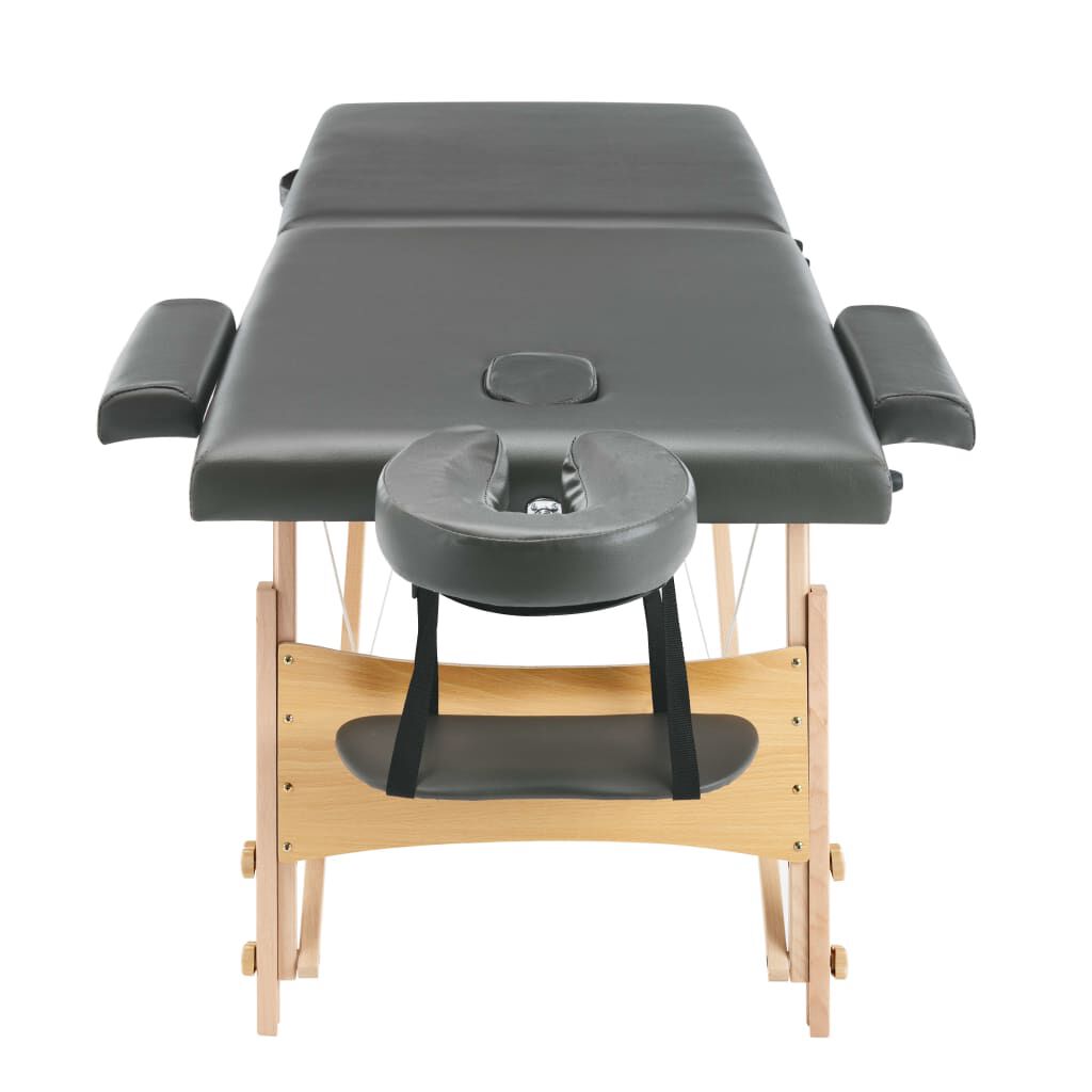 vidaXL 2-zone massagetafel met houten frame, antraciet, 186x68cm