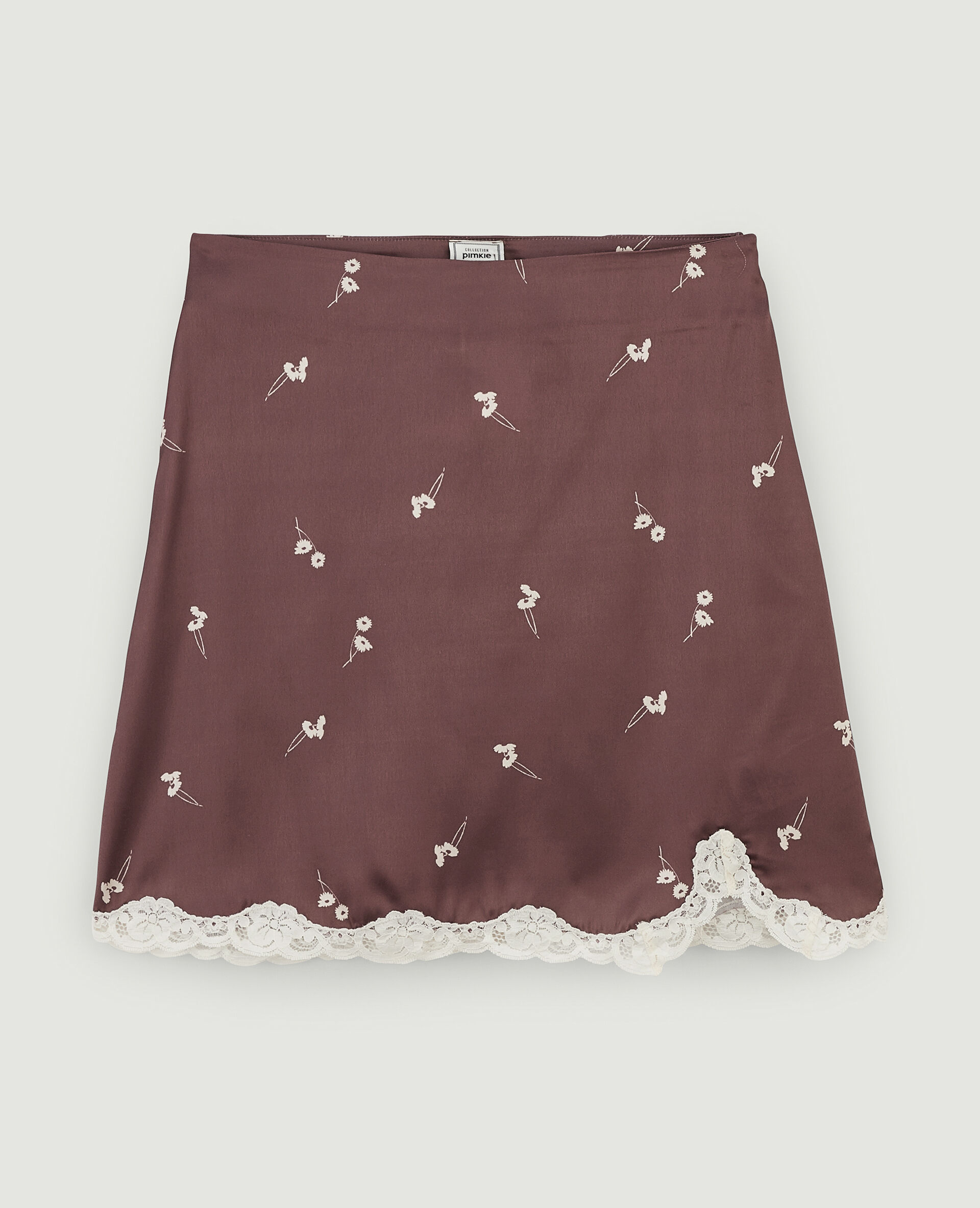 Jupe courte satinée - Marron