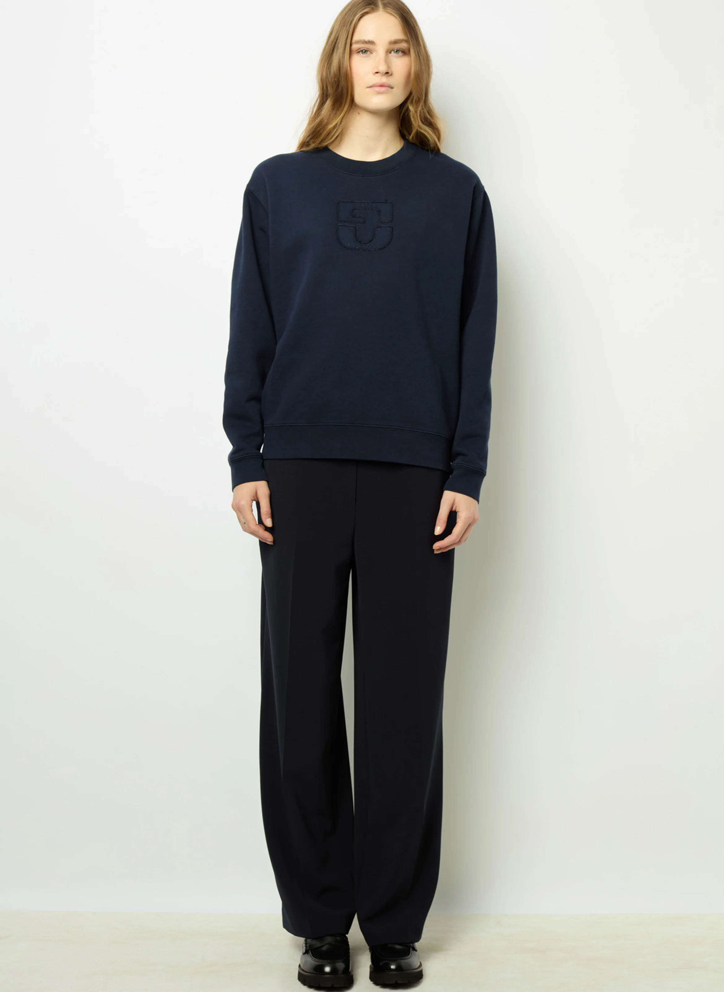 ADRIENNE - Sweat col rond en coton | Bleu