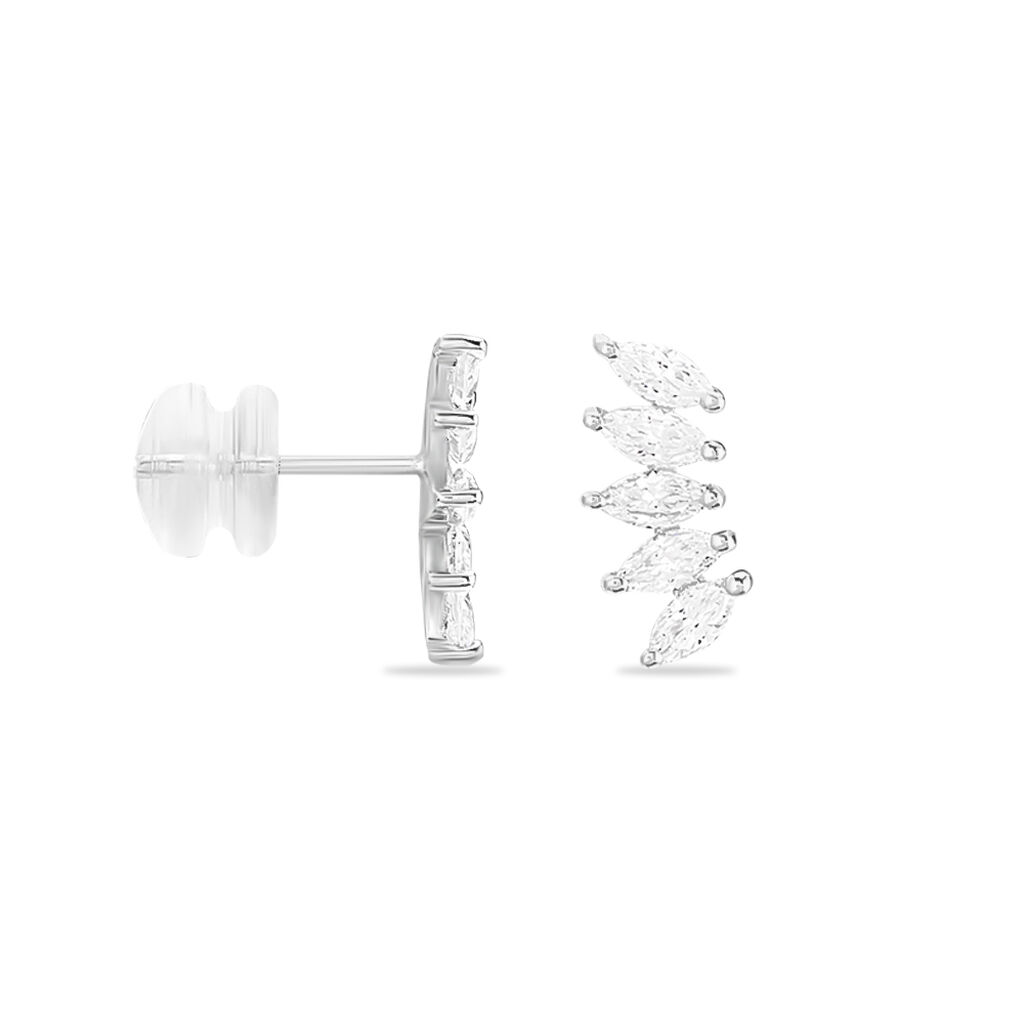 Bijoux D'oreilles Edma Or Blanc Oxyde De Zirconium