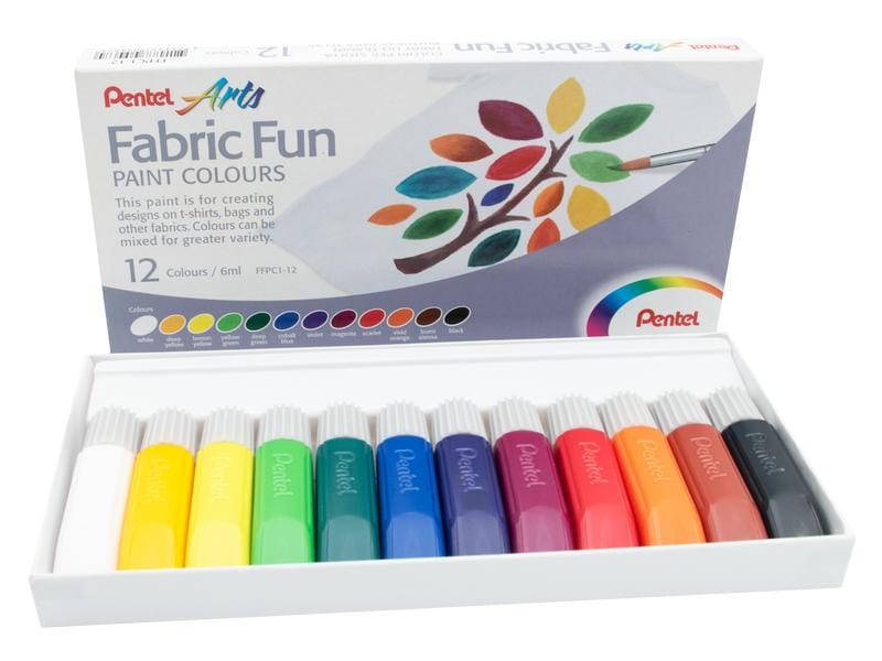 pentel Textilfarbe 12-Farben Set Stoffmalfarben