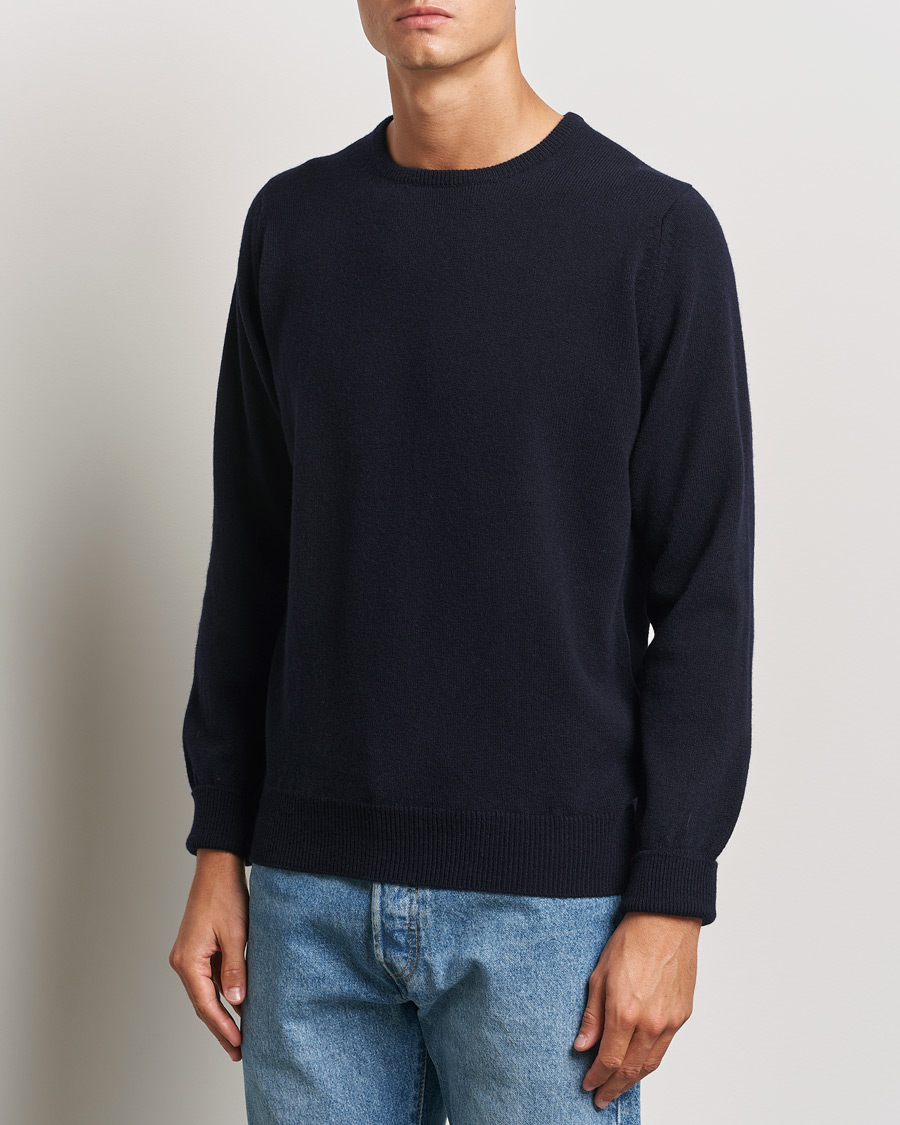 William Lockie Rob Lambswool Crewneck Navy
