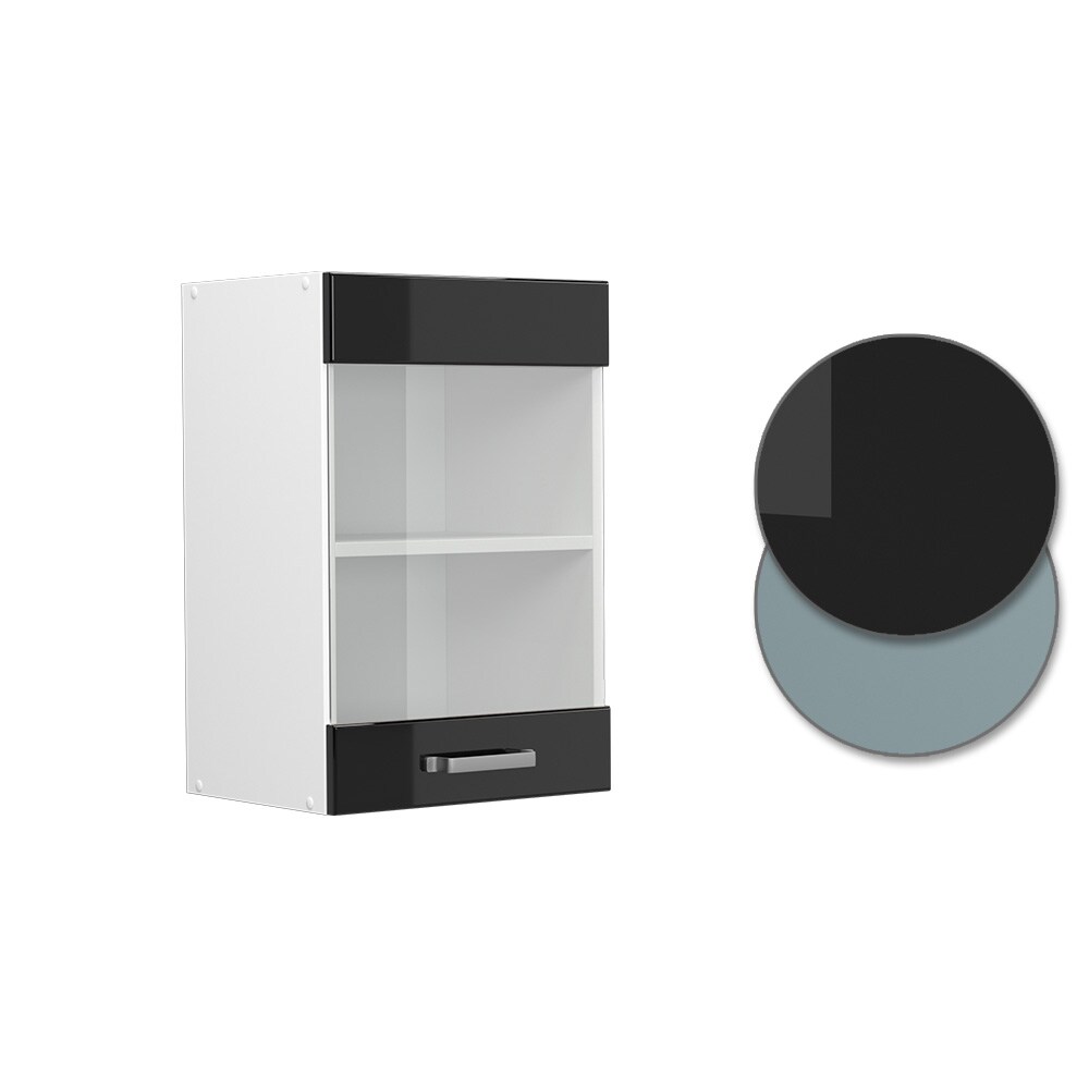 Vicco Glashängeschrank Küchenschrank R-Line Solid Weiß Schwarz 40 cm modern