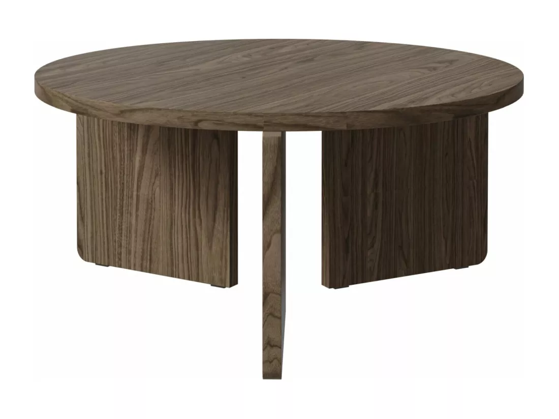Table basse ronde - 85 cm - aspect noyer Wisconsin - PREFFINES